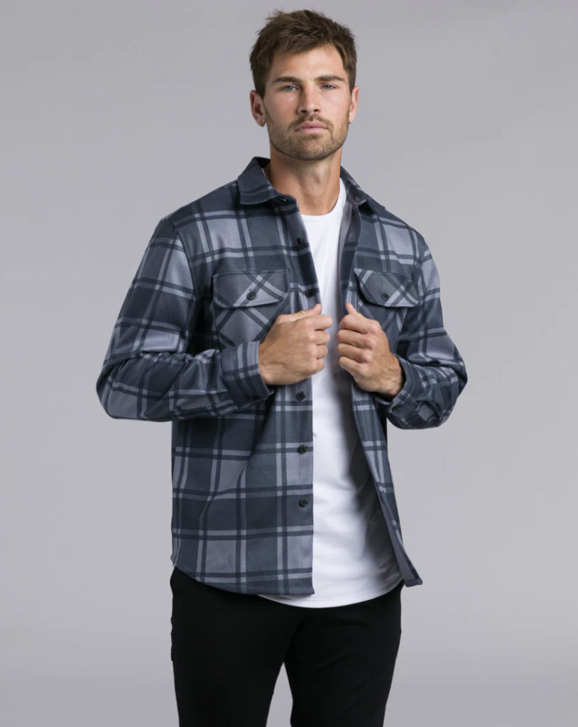 BYLT Basics Coastal Overshirt Navy Plaid